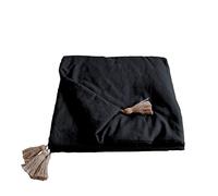 Enjoy Home - Edredon Décoratif - Noir avec 4 Pompons Jute - 90x190cm - 100% Coton - Certifié Oeko-TEX - Collection Panama