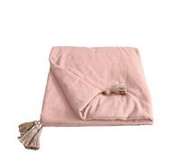 Enjoy Home - Edredon Décoratif - Vieux Rose avec 4 Pompons Jute - 90x190cm - 100% Coton - Certifié Oeko-TEX - Collection Panama