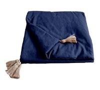 Enjoy Home - Edredon en coton avec pompons 190x90cm - Bleu marine - Panama Bleu