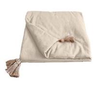 Enjoy Home - Edredon en coton avec pompons 190x90cm - Ecru - Panama Beige