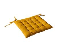 Enjoy Home, Galette de Chaise piquée, Jaune Moutarde, carré 38x38cm, 100% Coton, Attache par Nouettes, Idéal pour Une Assise Confortable, Collection Panama