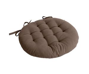 Enjoy Home, Galette de Chaise piquée, Ronde 38cm, Marron Vison, 100% Coton, Attache par Nouettes, Idéal pour Une Assise Confortable, Collection Panama