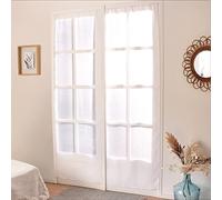 Paire de Vitrages Droits HOME MAISON - Blanc - 2 x 90 x 220 cm - Finition Passe Tringle