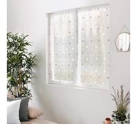 Enjoy Home - Paire de Vitrage Smarties - Motif Brodé - Passe Tringle- 100% Polyester - 60x120cm - Coloris Blanc/Argent