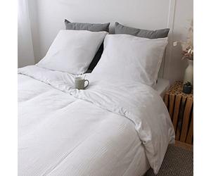 Enjoy Home - Parure de lit Gypsy - Bouton Pressions - 100% Coton - 240x220cm - 2 Taies d’oreillers - 63x63cm - Coloris Blanc