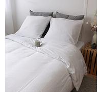 Enjoy Home - Parure de lit Gypsy - Bouton Pressions - 100% Coton - 260x240cm - 2 Taies d’oreillers - 63x63cm - Coloris Blanc