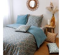 Enjoy Home - Parure de lit Gypsy - Bouton Pressions - 100% Coton - 260x240cm - 2 Taies d’oreillers - 63x63cm - Imprimé Floral