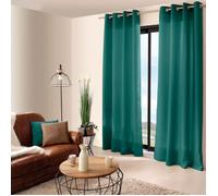 - Rideau en toile unie Basic à 8 oillets - Longueur 240 cm x largeur 140 cm - Vert émeraude - Basic