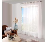 Enjoy Home, Rideau Voilage à Oeillets, Blanc Brodé, 240x240cm, Grande Largeur, 100% Polyester Sablé, Collection Cornely