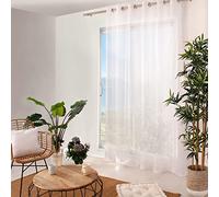 Homemaison Voilage Enjoy Home Grande largeur Blanc 240x240 cm 12 œillets Ø4 cm 100% polyester sablé