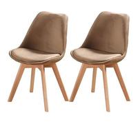 ENJOY Lot de 2 Chaises design scandinave Taupe Bois Naturel
