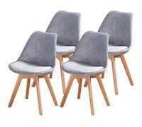 ENJOY Lot de 4 Chaises design scandinave Gris Bois Naturel