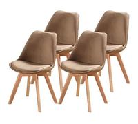ENJOY Lot de 4 Chaises design scandinave Taupe Bois Naturel