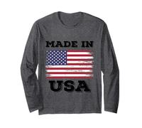 Enjoy Made in USA with USA Flag Illustration Cool Graphic Manche Longue