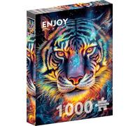 ENJOY Puzzle Illustration de portrait de tigre magique de feu - Puzzle de 1000 pièces pour adultes - Finition mate, doux au toucher, facile à assembler, ajustement serré, couleurs vives, service de