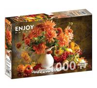ENJOY Puzzle Nature morte aux dahlias orange 1000 pièces