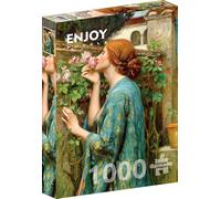 Puzzle 1000 pièces Enjoy - John William Waterhouse : L'âme de la rose multicolore