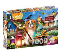 Puzzle Jigsaw de 1000 pièces pour adultes - Finition mate, toucher doux, pièces solides et uniques, ajustement serré, couleurs vives, service Missing Pieces - Fun Magic School for Dogs and Puppies -