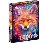 ENJOY Puzzle Red Fox Portrait Abstrait Splashes Illustration - Puzzle de 1000 pièces pour adultes - Finition mate, toucher doux, facile à assembler, ajustement serré, couleurs vives, service de pièces