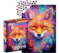 ENJOY Puzzle Red Fox Portrait Abstrait Splashes Illustration - Puzzle de 1000 pièces pour adultes - Finition mate, toucher doux, facile à assembler, ajustement serré, couleurs vives, service de pièces
