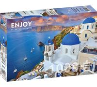 ENJOY Puzzle Santorini - Vue sur les bateaux, Grèce 1000 pièces