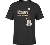 Enjoy Rickenbacker Bass Guitars Retro Sound Pattern Retro Fashion Black Adult T-Shirts Manches Courtes(X-Large)