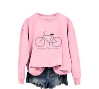 Enjoy The Ride Women's Casual Letter Print Sweatshirt, Long Sleeve Crewneck Pullover Tops for Fall Winter Spring Summer