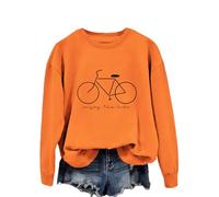 Enjoy The Ride Women's Casual Letter Print Sweatshirt, Long Sleeve Crewneck Pullover Tops for Fall Winter Spring Summer