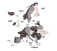 ENJOY THE WOOD Carte Europe Murale Décorative en Bois 3D - Carte du Monde/Europe Artisanale avec Frontières - Décoration Murale Design & Idée Cadeau Voyage (Nordik, S)