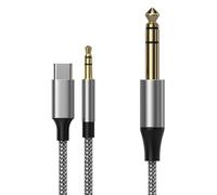 ENJOY-UNIQUE Câble audio stéréo USB C vers jack 6,35 mm 1/4" 2 m, jack 3,5 mm vers câble auxiliaire TRS 6,35 mm pour guitare, casque, mixeur, amplificateur, haut-parleur, etc