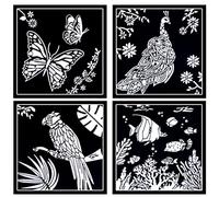 ENJOYART - Lot de 4 Cartes de Coloriage en Velours - Anti Stress Enfants, Adultes, Seniors - Idéal Ehpad, Handicap - Motifs Animaux - Activité Manuelle Créative - Dessin Velours a Colorier