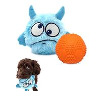 Enjoying Jouets interactifs 2 en 1 en peluche pour chien - Petites balles couinantes - Jouets d'Halloween et de Noël pour chiens de petite, moyenne et grande taille - Monstre bleu