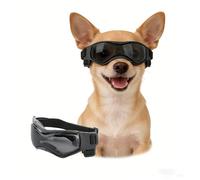 Enjoying Lunettes de soleil pour chien de petite race avec sangles réglables, protection anti-UV, coupe-vent, anti-poussière, anti-buée, respirantes, noir cool
