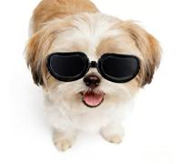 Enjoying Lunettes de soleil pour chien de petite race avec sangles réglables, protection anti-UV, coupe-vent, anti-poussière, anti-buée, respirantes, noir