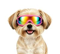 Enjoying Lunettes de soleil pour chiens de petite race, protection UV pour petits chiens, coupe-vent, anti-poussière, protection des yeux pour petit chien pour conduite à vélo, sangles réglables, rose