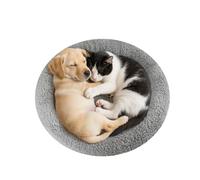 Enjoying Tapis de Lit Rond en Peluche pour Chat de 50 cm de Diamètre avec Oreiller Autour pour Chats et Chiens Qui s'endorment ou se Bougent Coussin Chaud pour Cage Fond Antidérapant Taille L