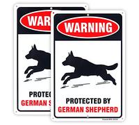Enjoyist Lot de 2 panneaux réfléchissants « Protected by German Shepherd », « Beware of Dog », 30,5 x 20,3 cm, 10,2 cm, en aluminium antirouille, résistant aux UV et aux intempéries