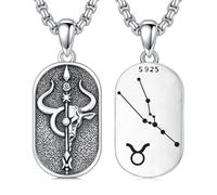 enjoylifecreative Collier 12 signes du zodiaque pour homme et femme en argent sterling 925 avec pendentif constellation horoscope bijoux cadeaux pour hommes et femmes, Argent sterling, Pas de gemme
