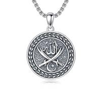enjoylifecreative Collier Allah pour homme et femme en argent sterling 925 - Pendentif musulman arabe - Bijou religieux musulman - Cadeau pour femme et homme, Argent sterling, Pas de gemme