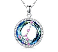 enjoylifecreative Collier en cristal avec 12 signes du zodiaque pour femme - En argent sterling 925 - Pendentif horoscope - Pierre de naissance - Constellations astrologiques - Cadeau pour femme et