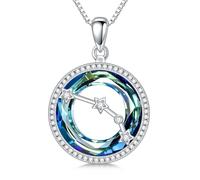 enjoylifecreative Collier en cristal avec 12 signes du zodiaque pour femme - En argent sterling 925 - Pendentif horoscope - Pierre de naissance - Constellations astrologiques - Cadeau pour femme et
