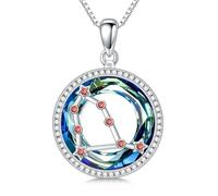 enjoylifecreative Collier en cristal avec 12 signes du zodiaque pour femme - En argent sterling 925 - Pendentif horoscope - Pierre de naissance - Constellations astrologiques - Cadeau pour femme et