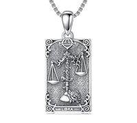 enjoylifecreative Collier pour femme avec 12 signes du zodiaque en argent sterling 925 - Horoscope - Pendentif carte de tarot - Chaîne constellations astrologiques - Cadeau d'anniversaire pour femme