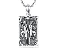 enjoylifecreative Collier pour femme avec 12 signes du zodiaque en argent sterling 925 - Horoscope - Pendentif carte de tarot - Chaîne constellations astrologiques - Cadeau d'anniversaire pour femme