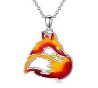 enjoylifecreative Collier renard pour femme en argent sterling 925 avec pendentif renard de feu - Cadeau pour mère, fille, épouse, sœur