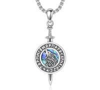 enjoylifecreative Collier viking loup pour homme en argent sterling 925 runes celtiques loup pendentif chaîne viking nordique bijoux cadeaux pour hommes