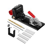 ENJOYWOOD XK-4 Kit de Gabarit de Trou de Poche, Mise à Niveau du Gabarit de Trou de Poche en Alliage D'aluminium, Gabarit de Vis de Trou de Poche avec 3 Trous de Forage pour les Projets de Menuiserie