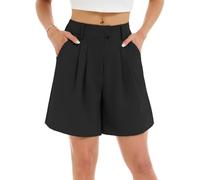 Enjyam Short Cargo Femme Mi-Courte Pantalon Court avec Poches Léger Respirant Élastique Extensible et Poches Pantalon de Loisirs Stylé Décontractés Pratique Ample Noir XXL