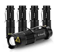 Enkarl Mini lampe de poche LED, super lumineuse, lot de 5, 350 lumens, 3 modes, zoomable, pile AA, lampe de poche avec clip (pile non incluse)