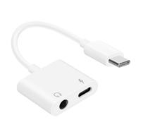 Adaptateur USB-C vers Audio Jack 3.5mm + Charge USB-C Design Compact Blanc
